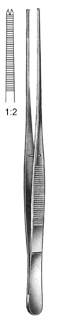 Brophy Tissue Fcps str serr jaws 1x2T, 20cm