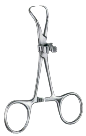 Towel Forceps BJ with Clip for Tubing or Cable 11cm/4 1/2"
