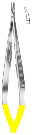 Castroviejo Micro Needle Holders Curved 14cm/5 1/2" Smooth TC GOLD
