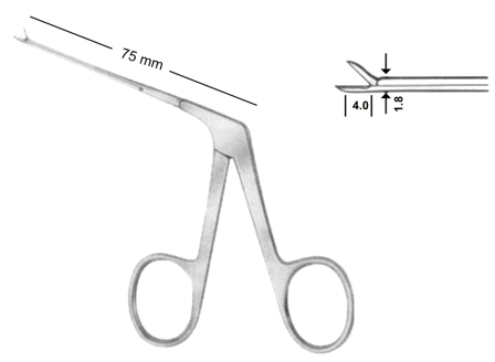Bellucci Micro Scissors 0.8mm 8cm/3 1/4", Angled Up