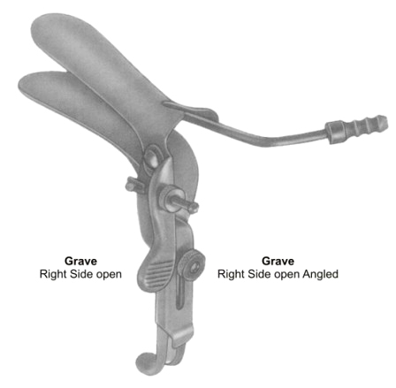 Grave Vaginal Speculas 101mmx35mm Black Right side open Angled For Laser Surgery